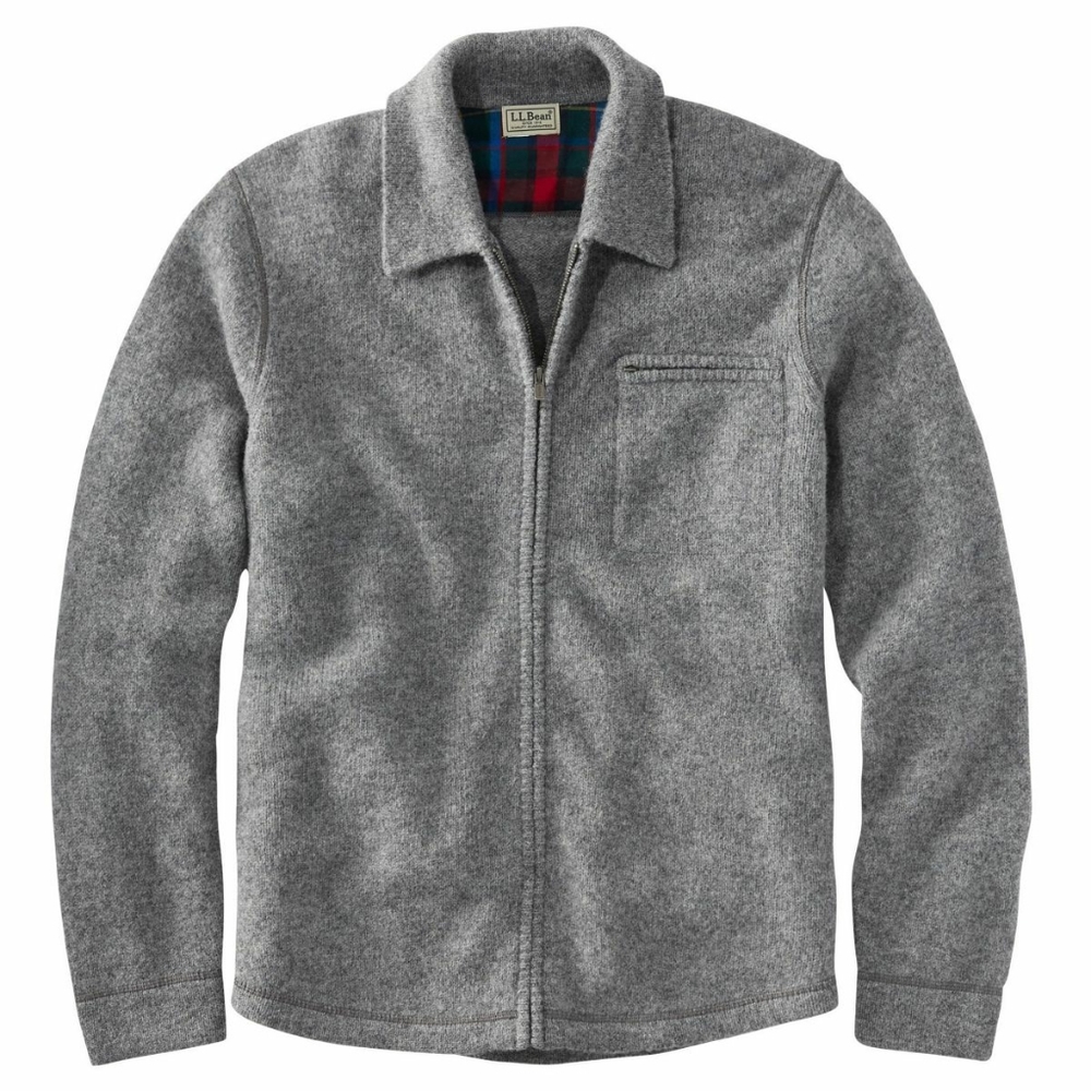 L.L. Bean Vintage Shetland Wool Full Zip Sweater (Small, Gray)